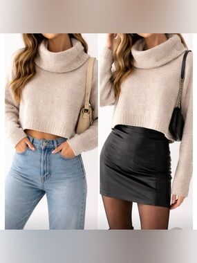 Urban Outfitters’ By Corpus. Oversized Cowl Neck Cropped Knitwear Sweater